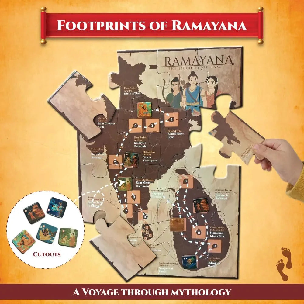 PW Ramayana The Tale of Ram & Sita Kit for Kids, 6-in-1 Fun Activity & Family Board Game, Diwali Kit, Learn 100+ Ramayana Facts with Puzzles Ages 8–14 Years