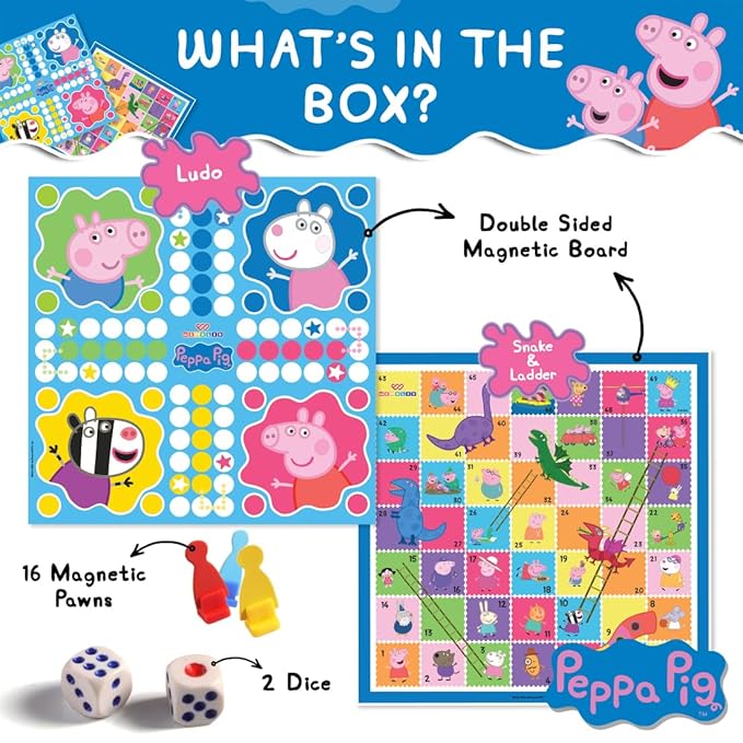 Wembley 2 in 1 Peppa Pig Magnetic Ludo Board Game for Kids