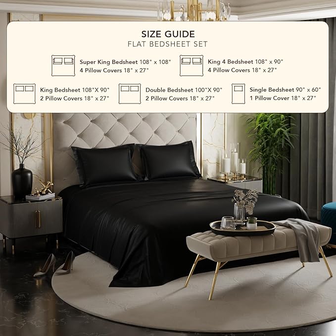 Stoa Paris Satin Bedsheets For Double Bed 300Tc Premium Bedsheet With 2 Pillow Covers