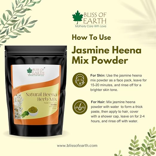 Bliss of Earth Natural Heena Herb Mix For Hair Jasmine Blended - 100 gms