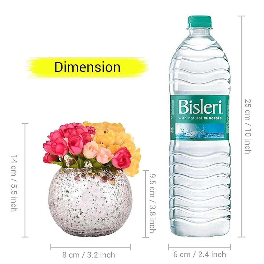 Artificial Flowers with Glass Vase Multicolour Diwali Decoration Items