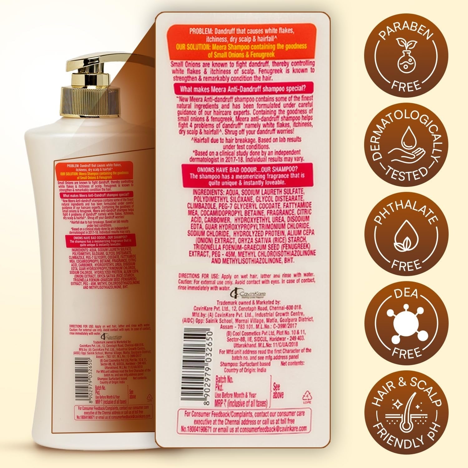 Meera Anti-Dandruff Shampoo with Small Onion & Fenugreek - 650 ml
