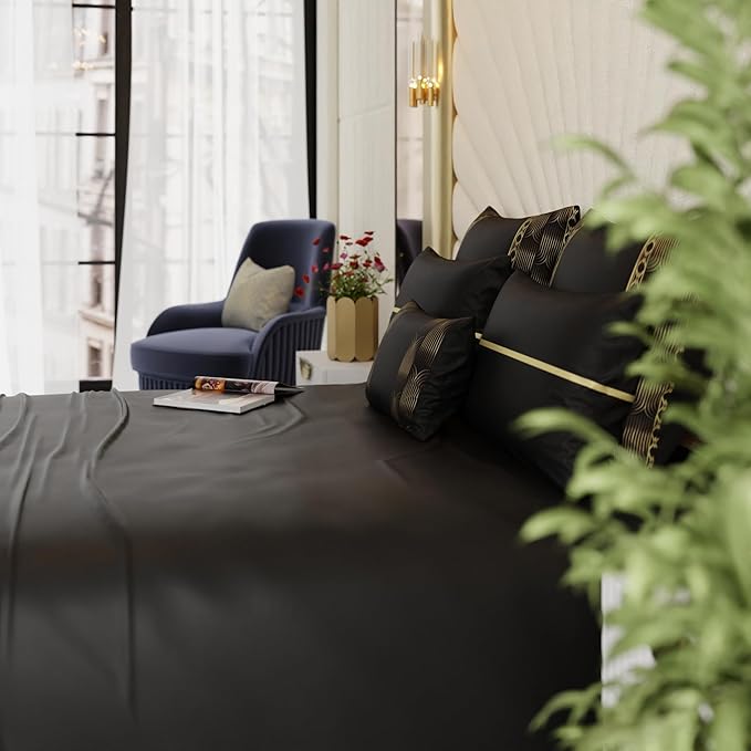 Stoa Paris Crown of Versailles 6-Piece Bedsheet Set Colour Midnight Gala Black