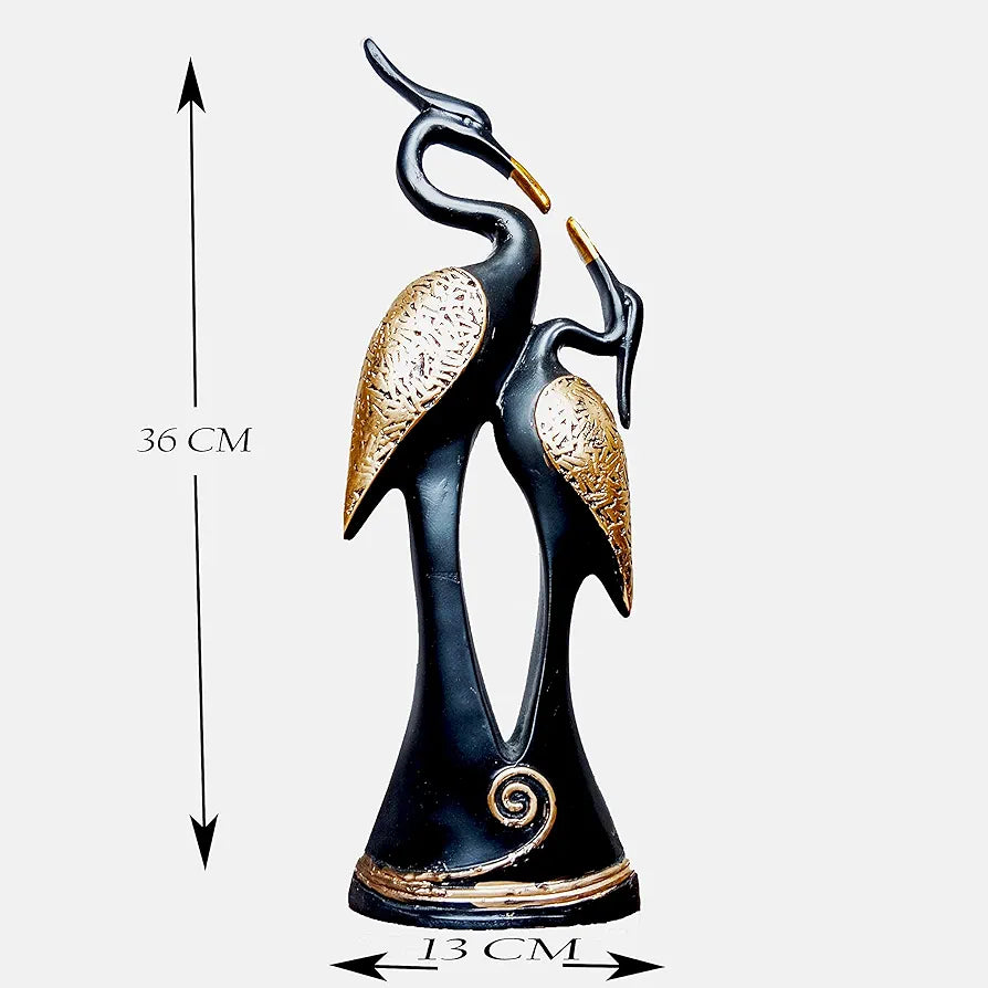 Jaipur Ace Resin Paradise Pair of Kissing Swan Couple Statue Sculptures Showpieces Kissing Swan Black