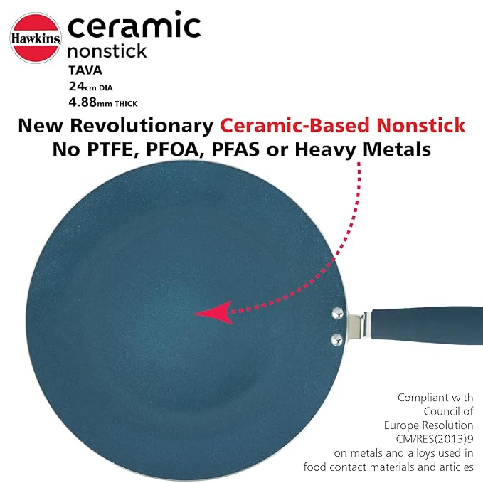 Hawkins Ceramic Nonstick Tava 24 cm Granite Griddle