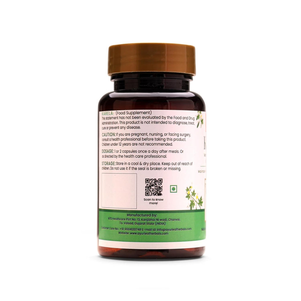 Ayurleaf Herbals Karela (Bitter Melon) Capsules - 60 Caps
