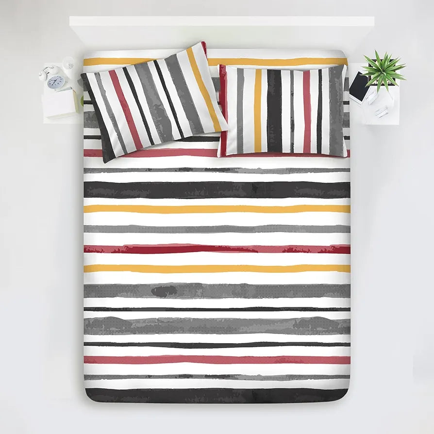 Layers Argos Bedsheet Set for All Seasons Lightweight Moisture Absorbent Machine 225 CVC King Size Multicolor4