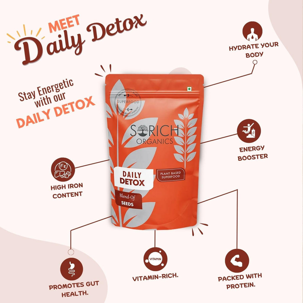 Sorich Organics Daily Detox Seed Mix for Eating 250gm | Super Seeds Mix | Healthy Snacks | Diet Food | Vegan | Gluten Free | Zero Cholesterol