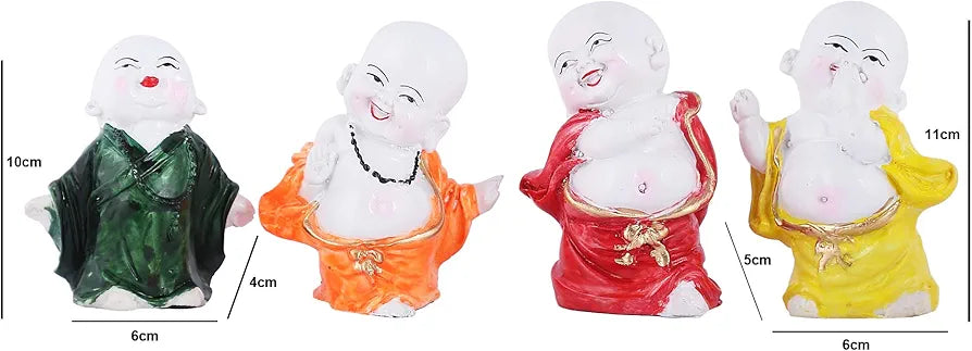 Mariner's Creation Polyresin Baby Laughing Buddha Showpiece Multicolour 4 Pieces