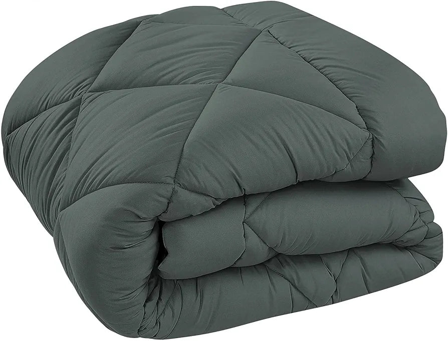 Cloth Fusion Reversible AC Comforter Set Double Bed Soft Microfibre King Size Quilt Blanket for Winter Black & Grey