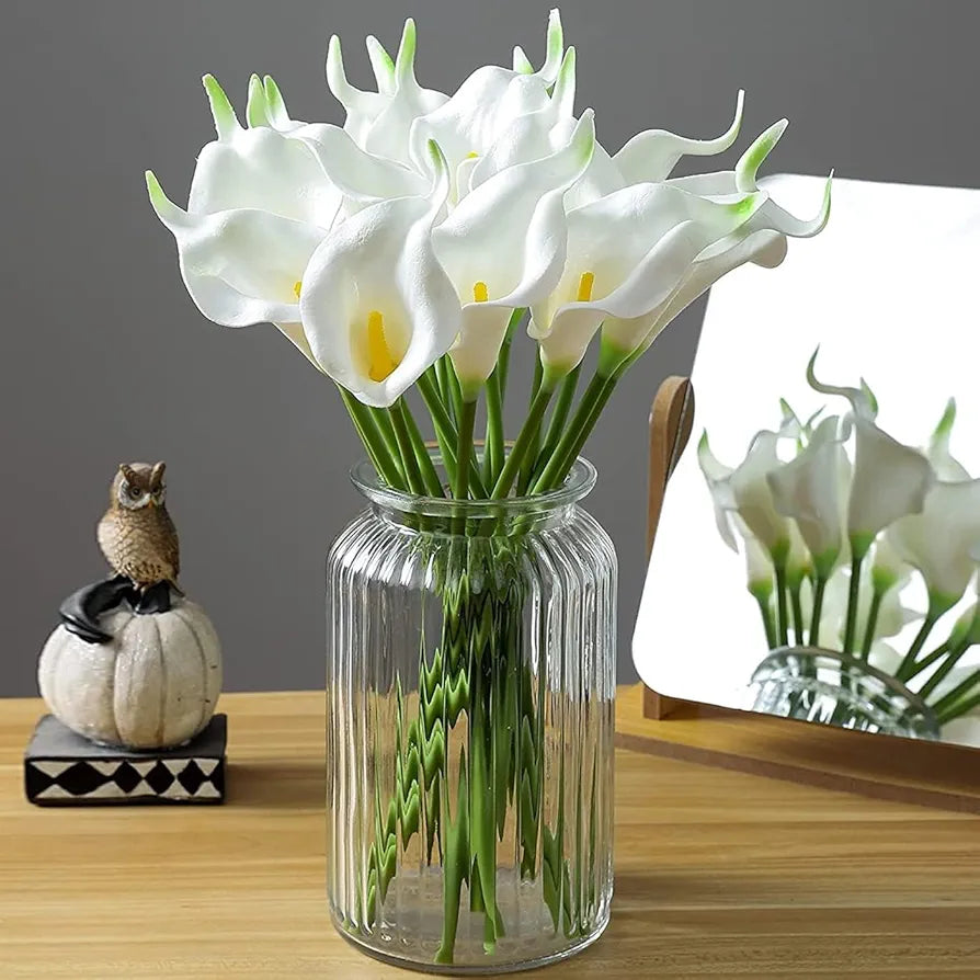 Artificial Calla Lily Flowers Bunch for Vase and Flower Pots Silk 10 Pcs