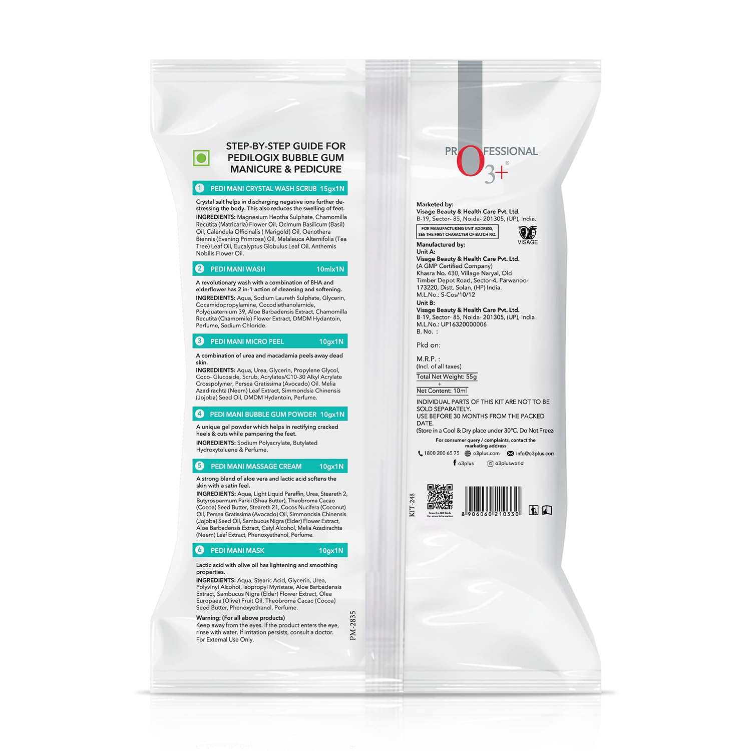 O3+ Pedilogix Bubblegum Manicure Pedicure Kit for Hand and Feet Lightening, Softening and Massage (1 Pc, 65 g)