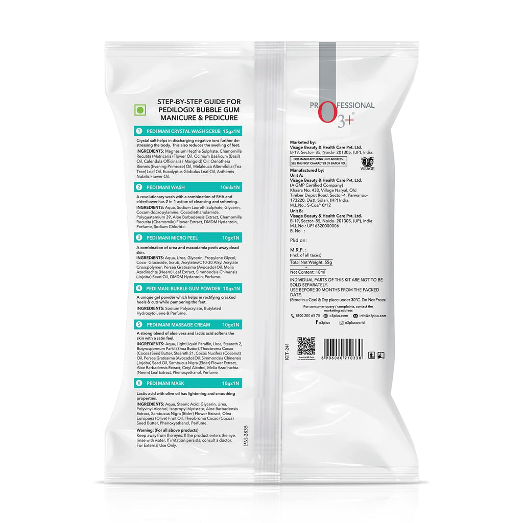 O3+ Pedilogix Bubblegum Manicure Pedicure Kit for Hand and Feet Lightening, Softening and Massage (1 Pc, 57 g)