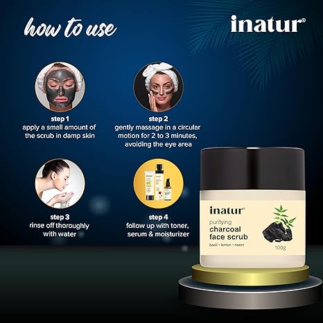 Inatur Charcoal Face Scrub - 100 gms
