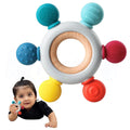 Kidology Wooden Baby Teether Ring 6-Point Silicone Chew Toy