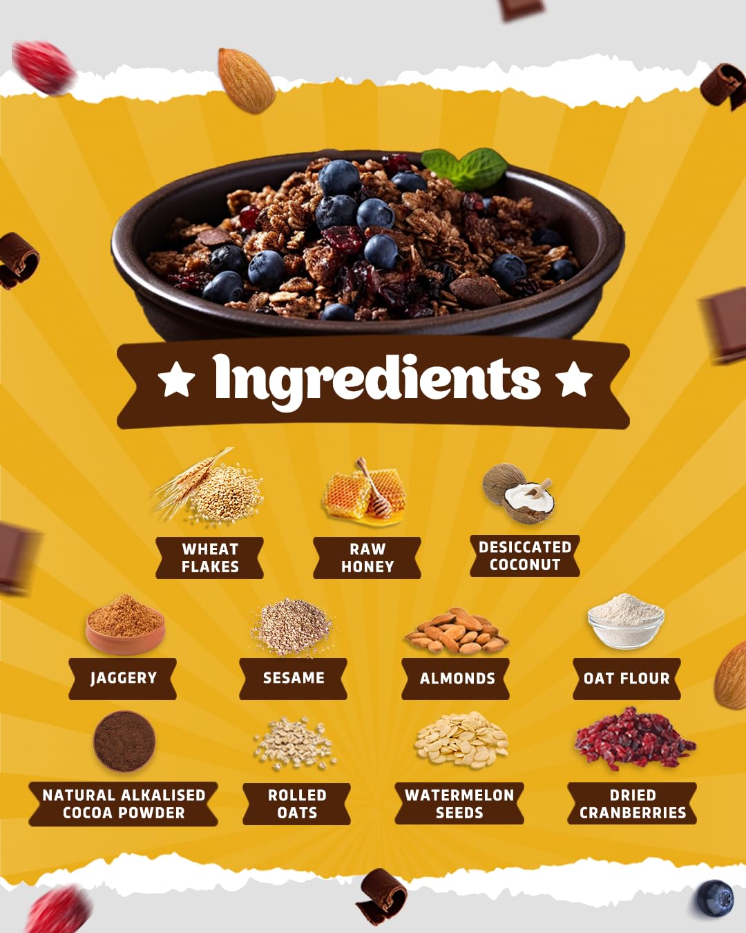 True Elements Dark Chocolate Muesli 1kg | Nuts & Berries Muesli | 13g Clean Protein | 13% Millet | Cereal for Breakfast | Gluten Free Breakfast