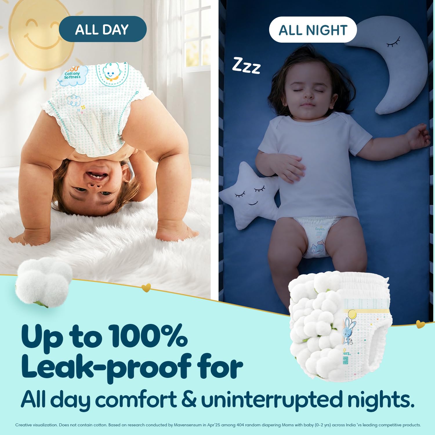 Pampers Premium Care Pant Style Baby Diapers XL 72 Count | No Marks Design | Voted India’s #1 Softest Diaper | All in 1 diaper with 360 Cottony Softness