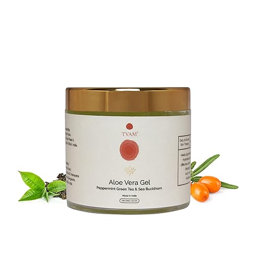 TVAM Peppermint Green Tea & Sea Buckthorn Aloe Vera Gel - 100 gms