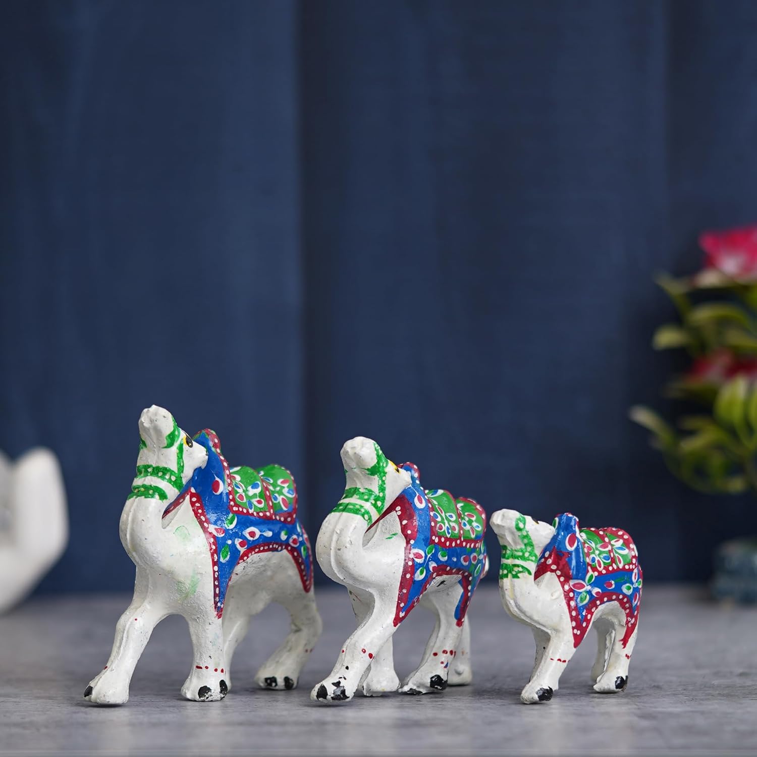 Ecraftindia Handcrafted Multicolor Set of 3 Camel Statues Animal Figurines Decorative Showpieces