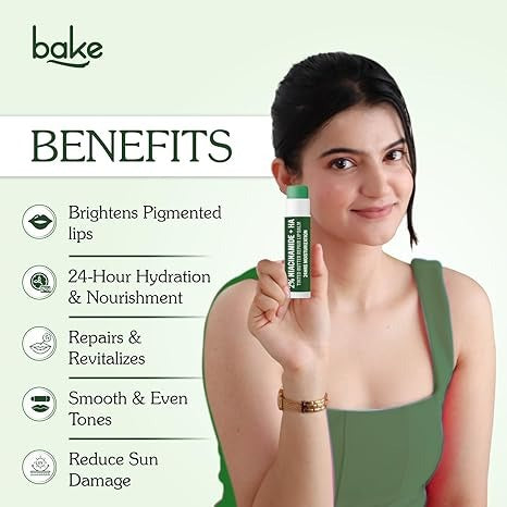 Bake 2% Niacinamide + Hyaluronc Acid Tinted Butter Brightening Lip Balm 24 Hour Moisturization - 5 gms