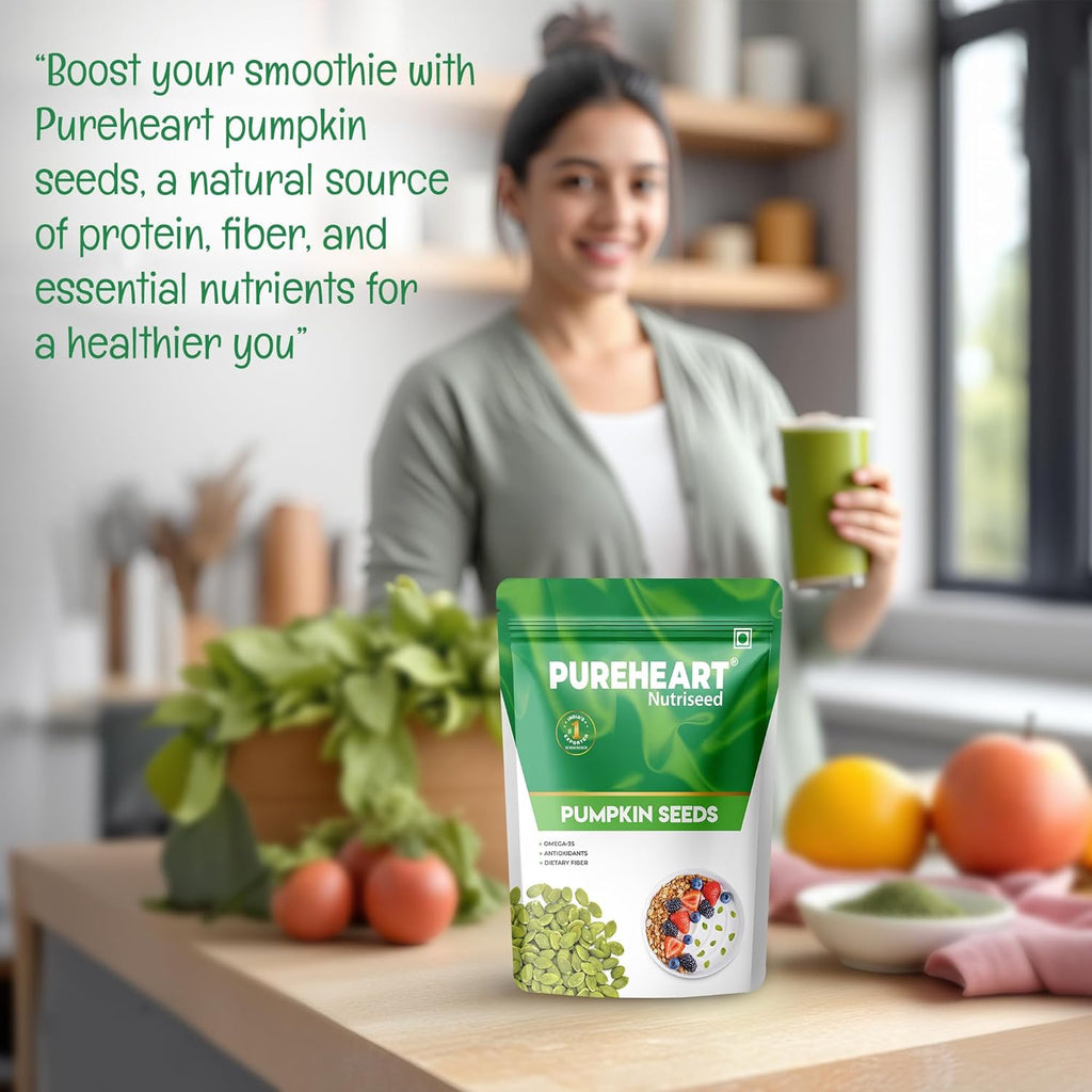 Pureheart Premium Raw Pumpkin Seeds for Snacking/Topping 80 gm - Superfood for Heart Health, Digestion & Immune Support, Rich in Protein, Fibre, Healthy Diet Snacks