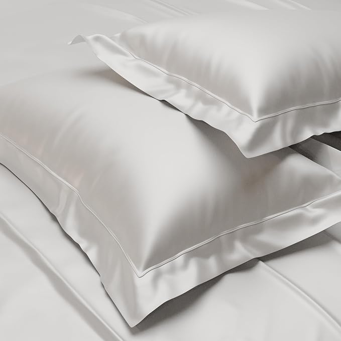 Stoa Paris Pillow Covers Set of 2 Pieces Satin Pillow Covers Colour Vanilla White