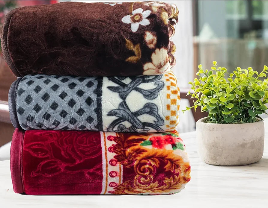 Homekart Super Soft Double Bed Blanket for Heavy Winter Single Ply Mink Blanket King Size Dark Brown and Beige