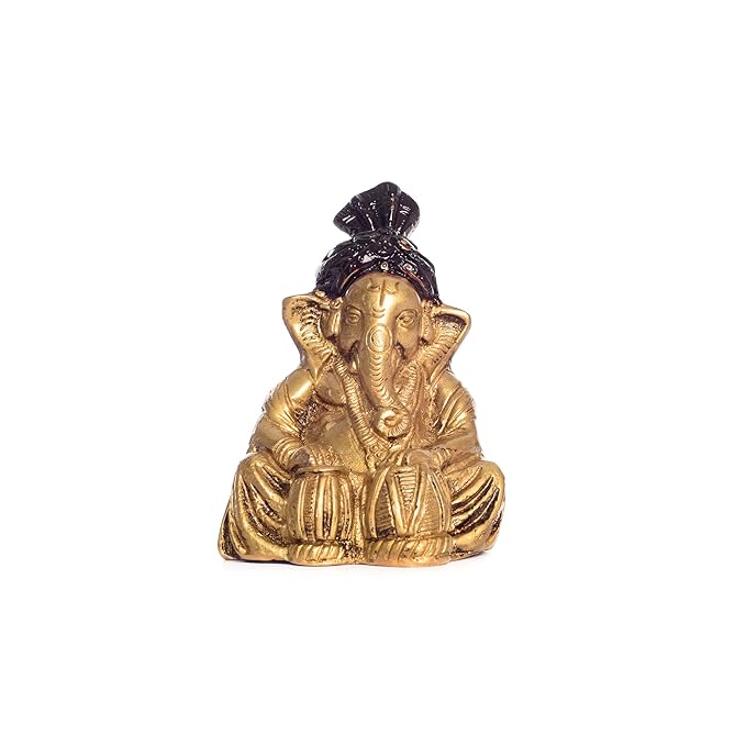 Ecraftindia Lord Ganesha Playing Tabla Statue | Brown