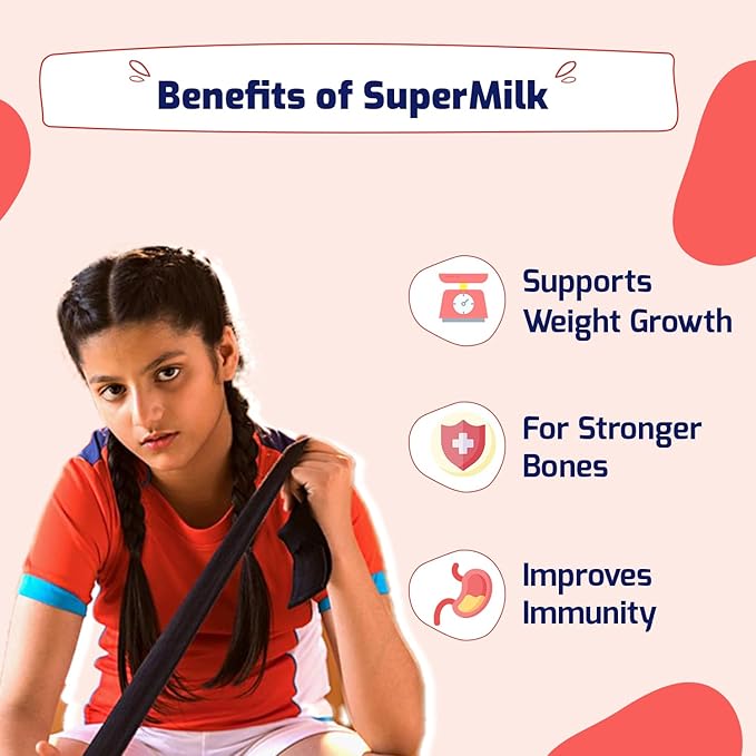 Gritzo Supermilk Weight+ (13+y Boys) 10g Protein Powder Double Chocolate - 400 gms