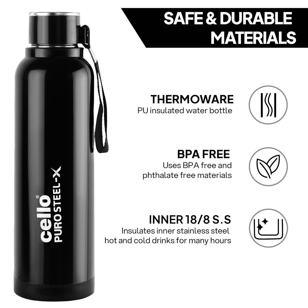 Cello Puro Steel X Benz 900 Insulated Bottle 730ml Stainless Steel Inner