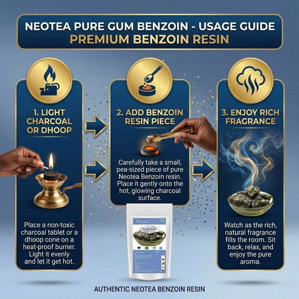 Neotea Pure Gum Benzoin Resin Paal Sambrani Natural Fragrance Paal Sambrani | Premium Indian Loban Dhoop100 gm