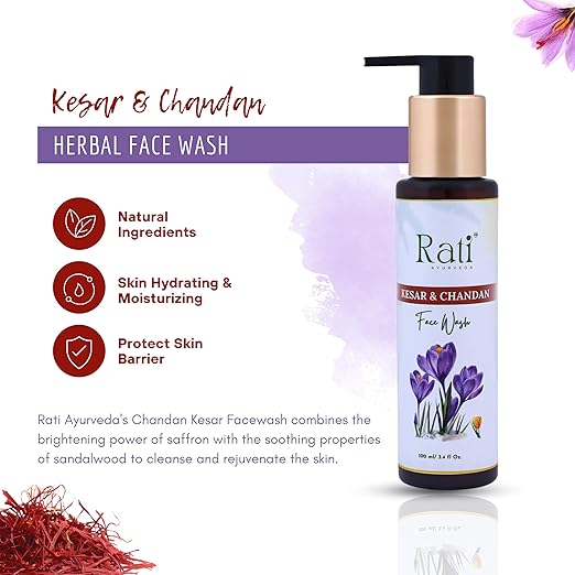 Rati Ayurveda Face Wash Kesar Chandan - 100 ml