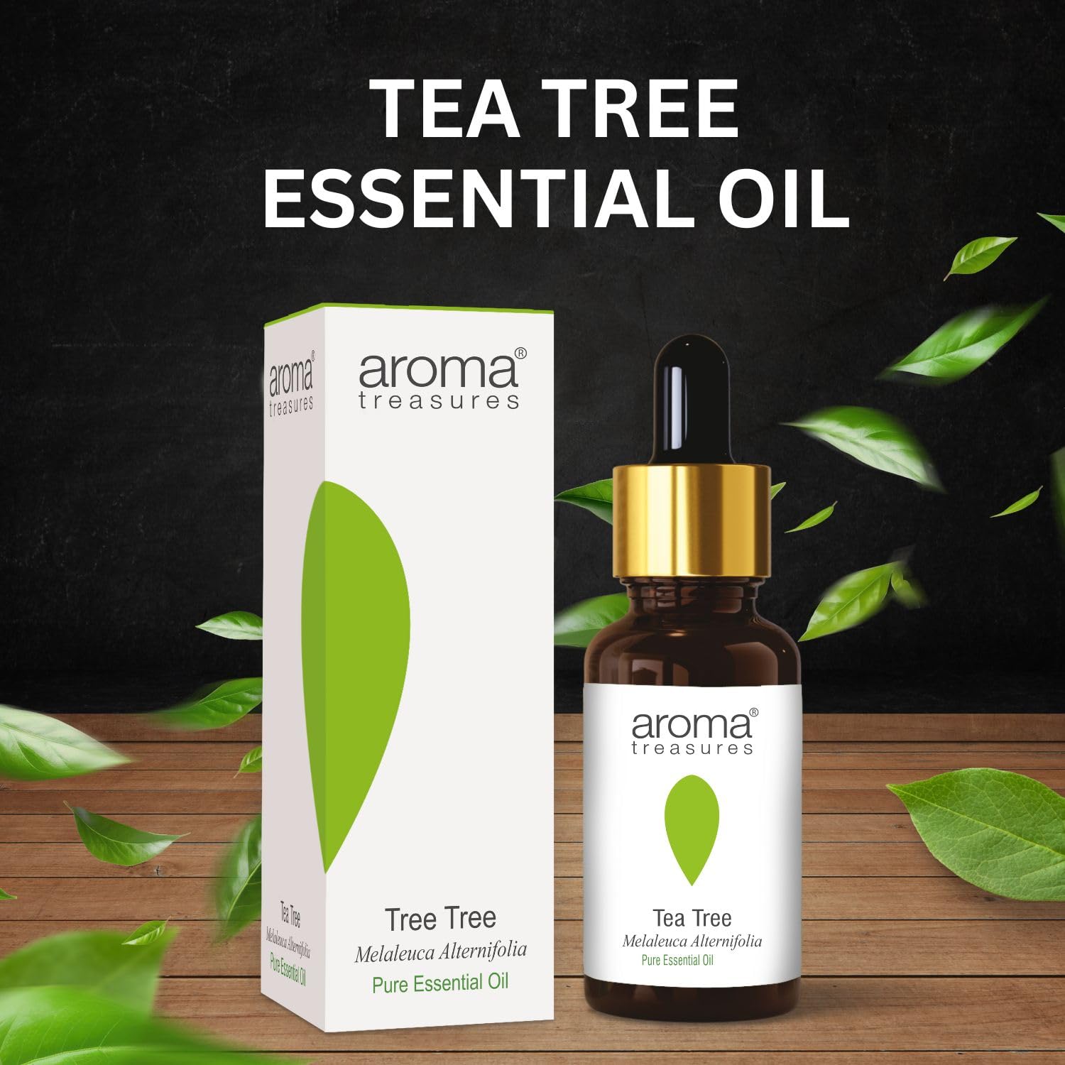 Aroma Treasures Tea Tree essential oil 100% Pure, multipurpose essential oil for acne, hair, skin, body, dandruff (30ml)