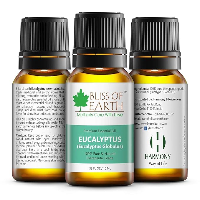 Bliss Of Earth Premium Eucalyptus Essential Oil - 10 ml Each (Pack of 2)