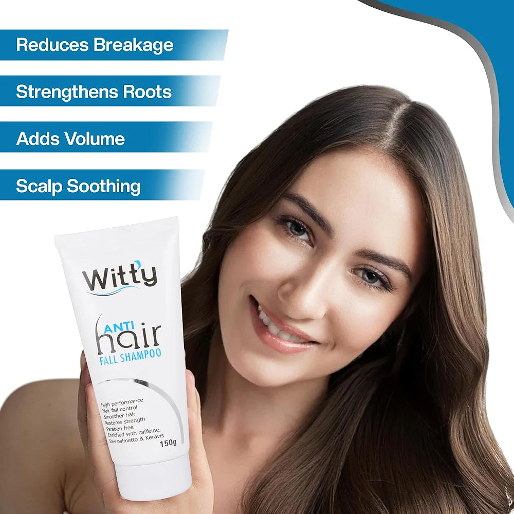 Witty Anti Hair Fall Shampoo with Caffeine,Saw Palmetto,Keravis And Paraben Free, 150 Gms