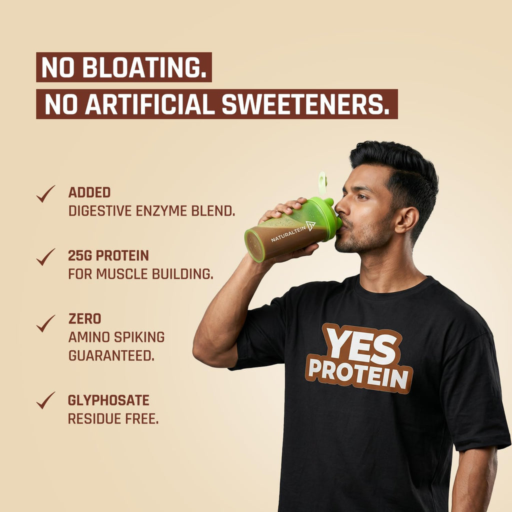 Naturaltein YES Protein 1kg | Fermented Yeast Vegan Protein Powder | Rich Coffee Flavour | 25 g Protein | No Added Sugar | Naturally Sweetened | Digestive Enzymes | Heavy Metal Tested | 28 Servings
