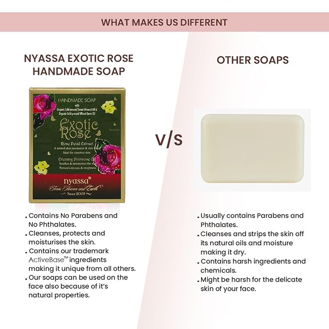 Nyassa Exotic Rose Natural Handmade Bathing Soap - 150 Gms