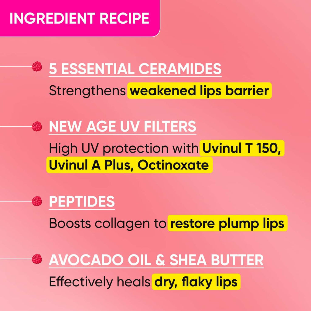Dot & Key Ceramide & Peptide Barrier Repair Lip Balm SPF 50, PA+++ |Plush Pink | UVA/UVB Lip Protection | Soft Tinted Lip Moisturizer | Boosts Collagen & Instantly Plumps Lip | Prevents Pigmentation | Lip Balm for Women | 10gm