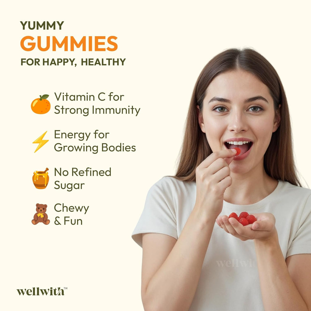 Wellwith Sea buckthorn Gummies for kids and adults, Vitamin C Rich, multivitamin supplement, Immunity (30 Gummies)