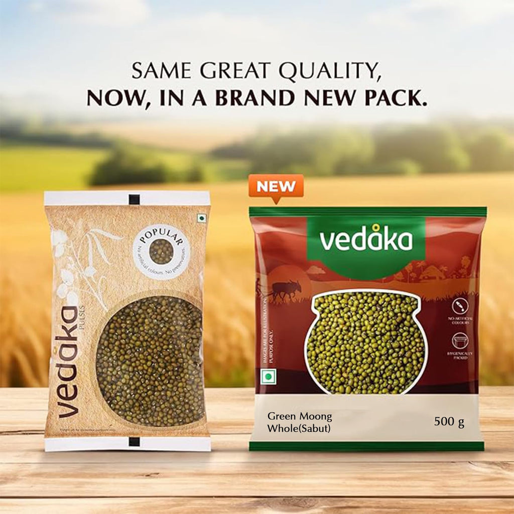 Vedaka Popular Unpolished Green Moong Whole (Sabut), 500 g|Naturally Rich in Protein |Naturally Cholesterol free