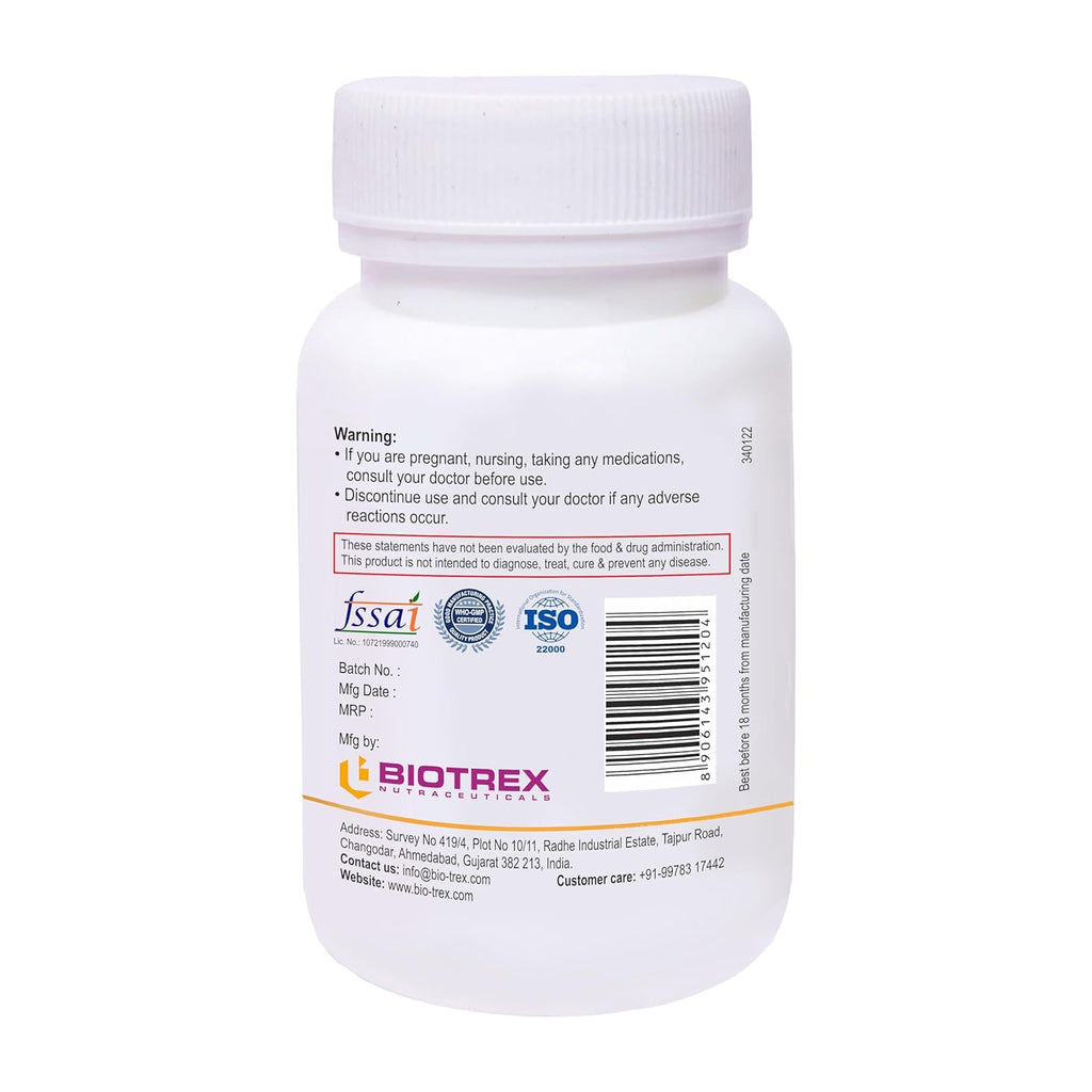 Biotrex Nutraceuticals Choline And Inositol 500mg | Brain & Nerve Function | Better Motor Signal | Liver & Heart Health | Lab Tested | 60 Veg Capsules