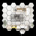 Bikri Kendra 22 Hexagon With 20 Butterfly Silver Mirror Wall Stickers, Acrylic Hexagonal Decor for Walls