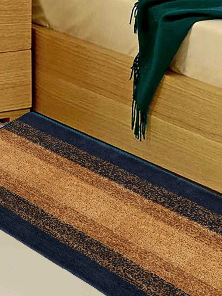 Kuber Industries Shaggy Carpet Polyester Bedside Runner Soft Rug for Hall Offices Bedroom Dark Blue