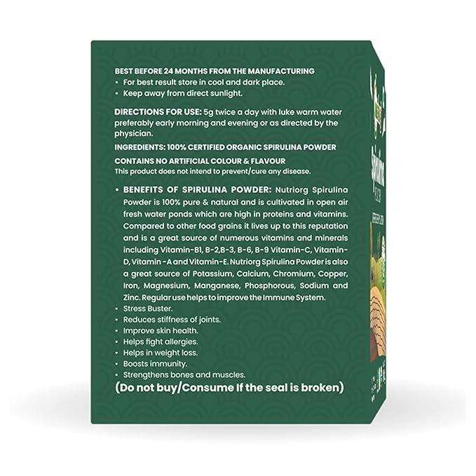 Nutriorg Organic Spirulina Powder - 100 gms