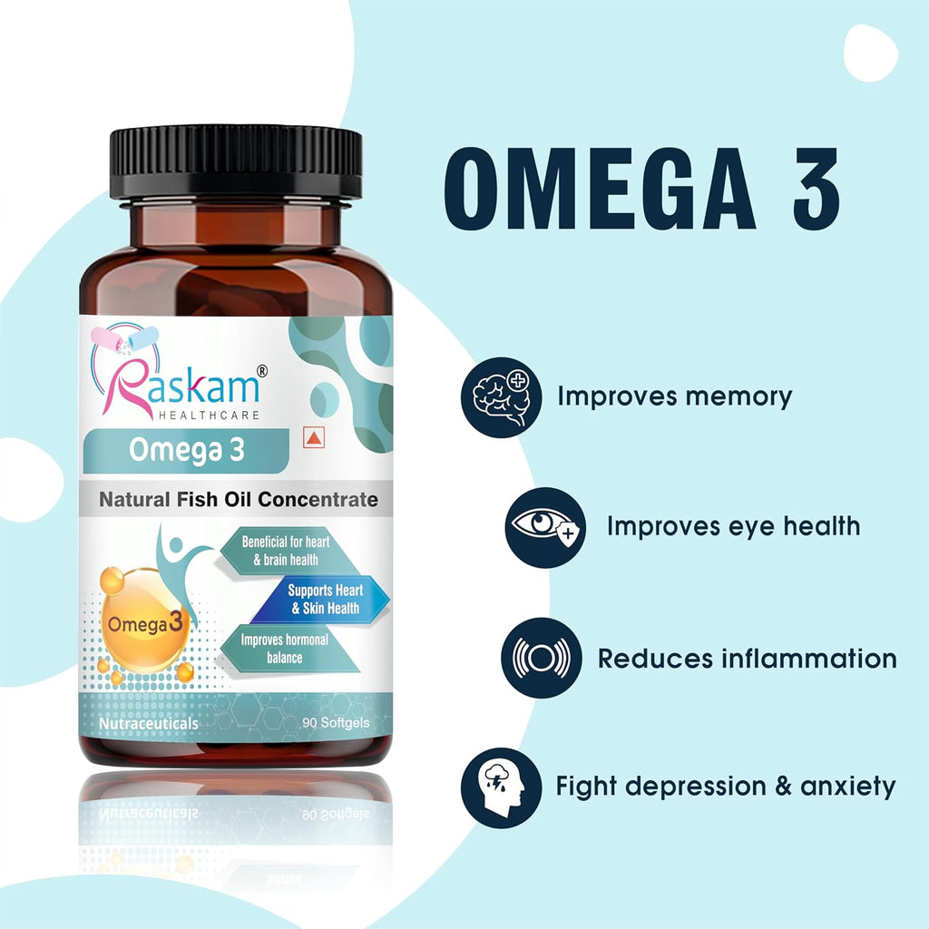 Omega 3-90 Softgels- For Men And Women, Omega3 2-3 Serving, for Brain, Heart, Eyes, and Joints Health