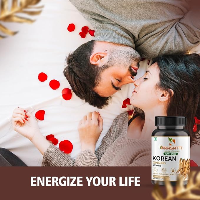 Prasatti Herbal Organic Korean Ginseng 1000 Mg 90 Veg Capsules