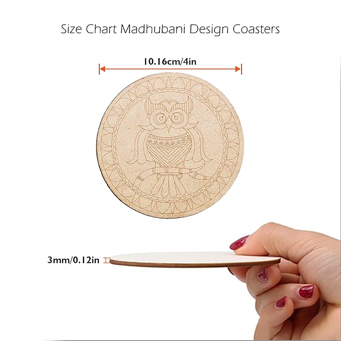 Solobolo Madhubani Painting Kit Tea Coasters With Stand | Art and Craft Coaster Diy Craft Kit | Painting Kit for Kids 6-12