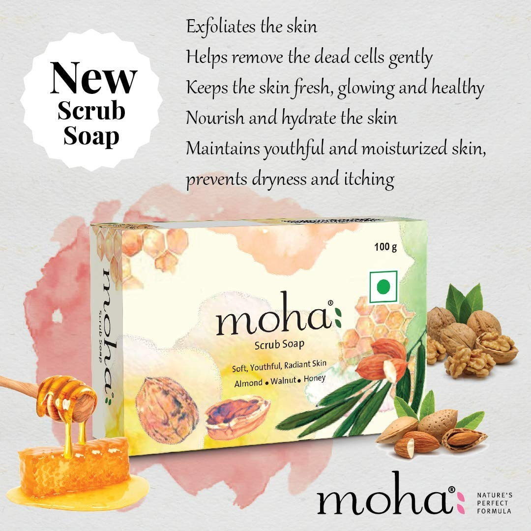 moha: Scrub Soap For Soft Hydrate & Nourished Skin - 100 gms (Pack of 3)