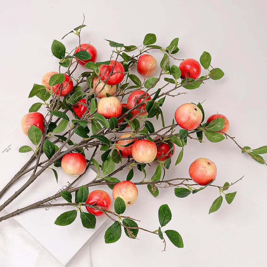 Artificial Fake Plant Flowers Artificial Apple Fruit Flower Stick 6 Pcs