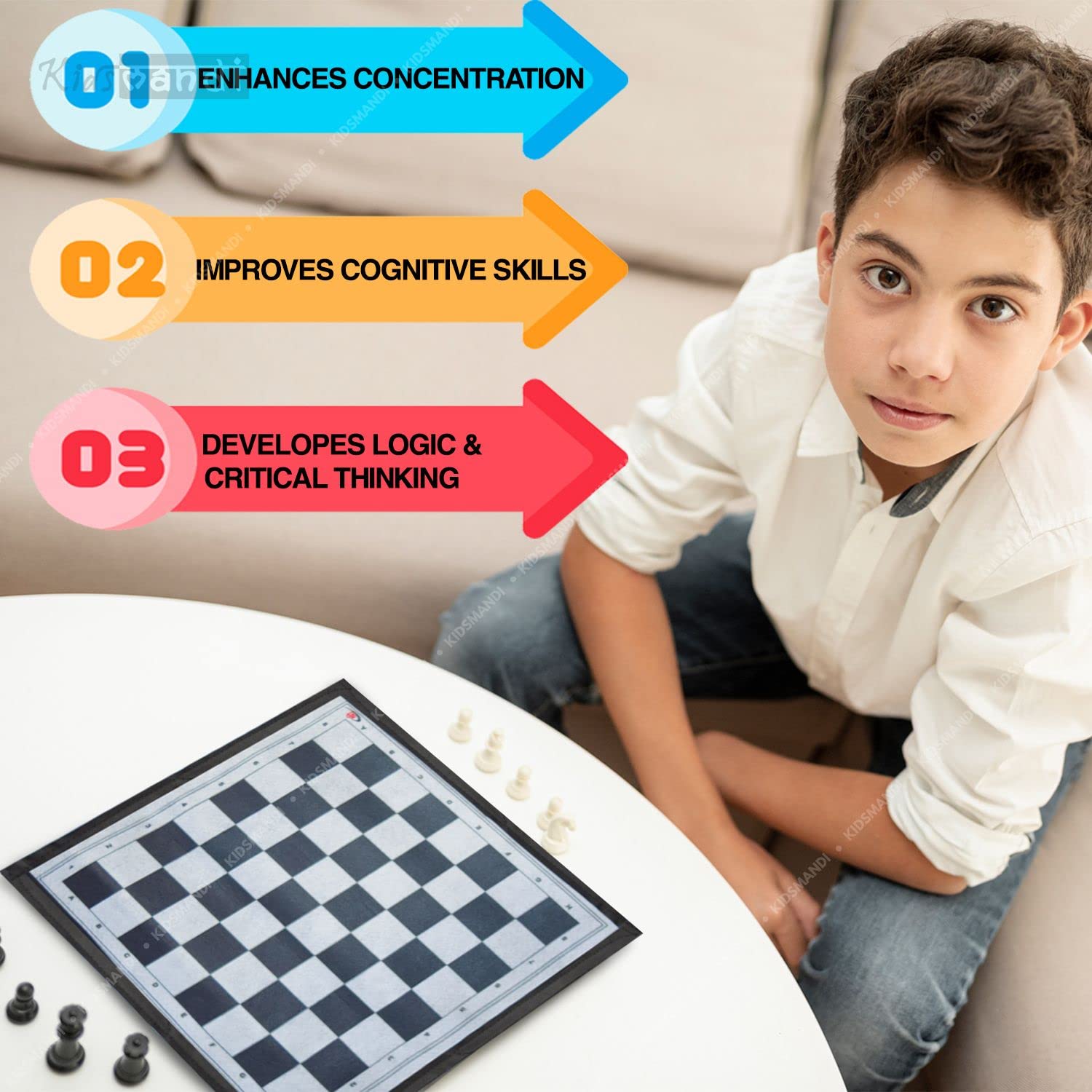 Kids Mandi Rool On Chess Board Set Travel Chess Set